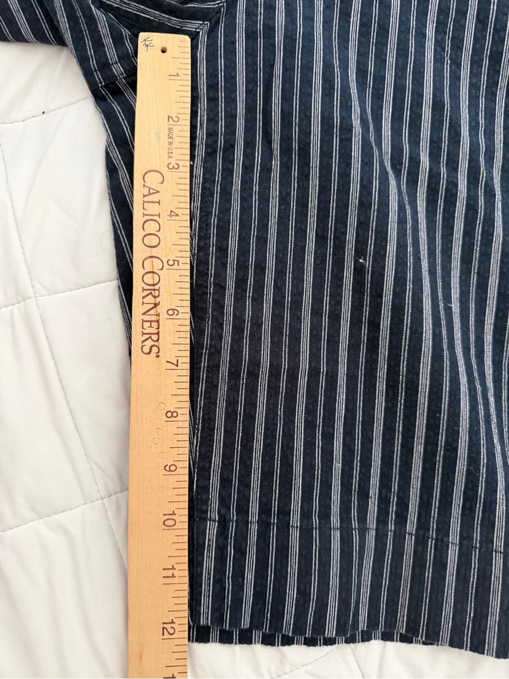 Jones New York Sport Dark Navy White Striped Bermuda Shorts Cotton Stretch 12